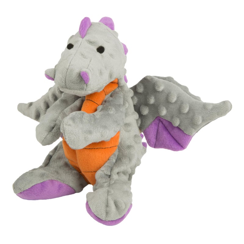 goDog Dragons Squeaky Plush Dog Toy with Chew Guard Technology, Durable Fabric & Squeaker for Active Play, Gray, Large - Image 1